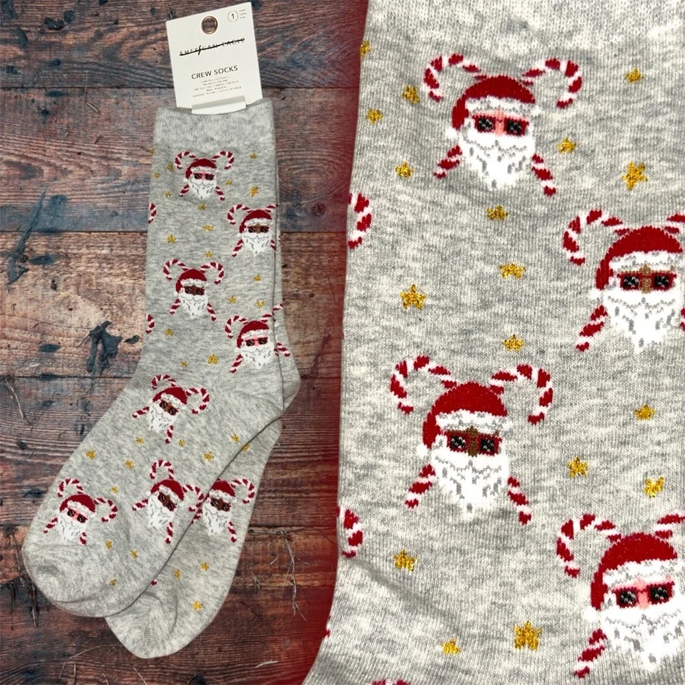 NWT America Eagle Santa candy, cane Crew Socks one size 🎅🏽